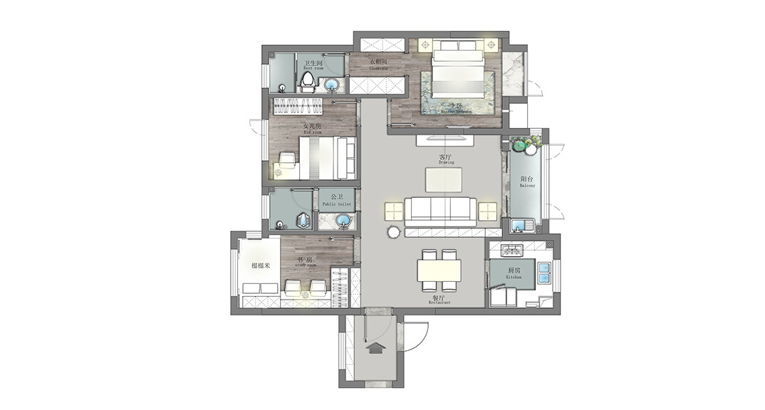 海悅中心155㎡三室兩廳戶型平面布局圖.jpg